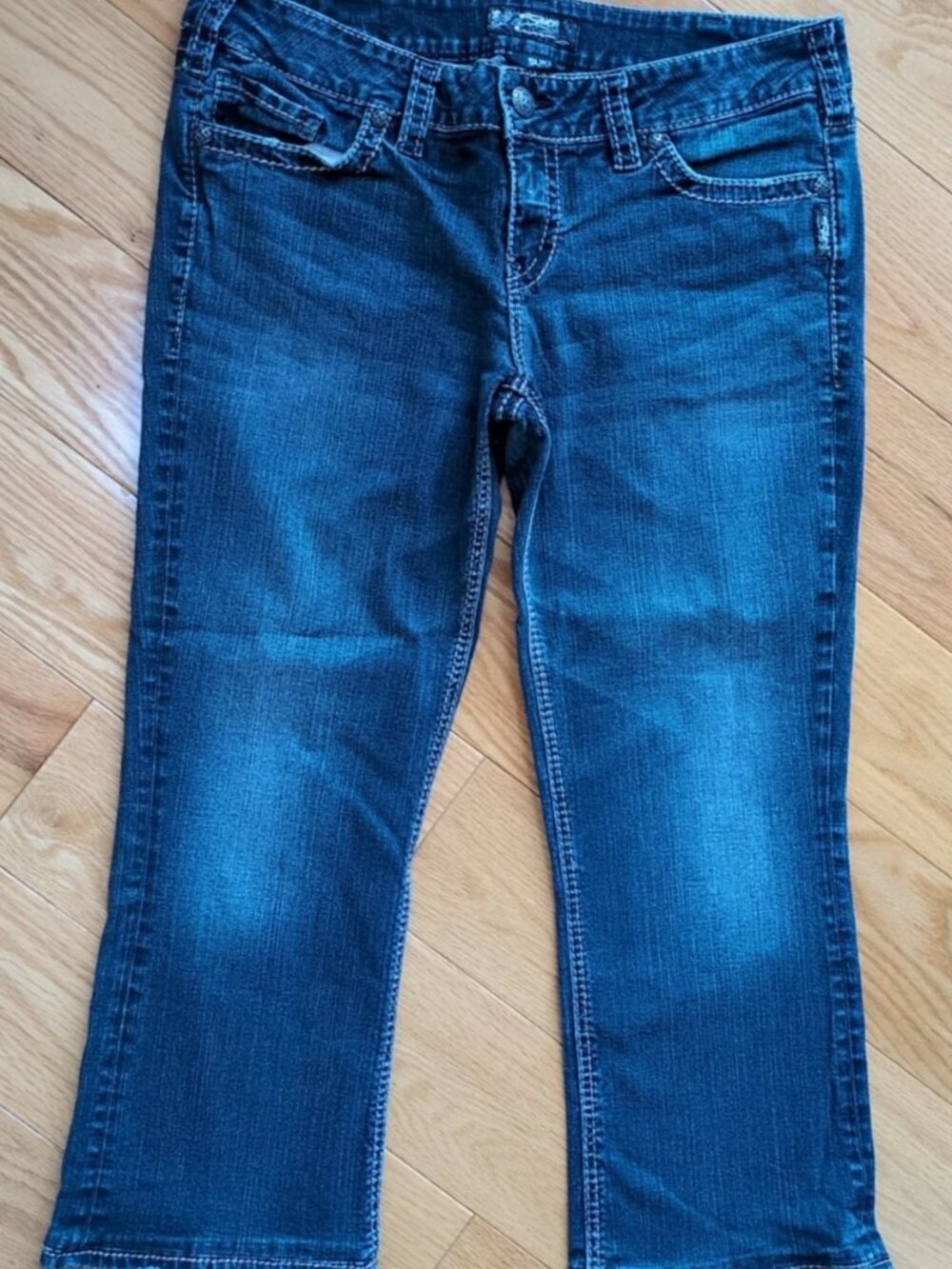 Silver Suki Women’s W34xL25 Flared Ankle Jeans Medium Wash Mid Rise - Picture 6 of 12